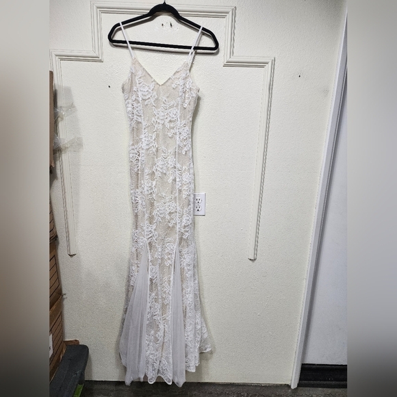 Lulus Immaculate Grace White and Beige Lace Mermaid Maxi Dress Wedding Party - Picture 6 of 10